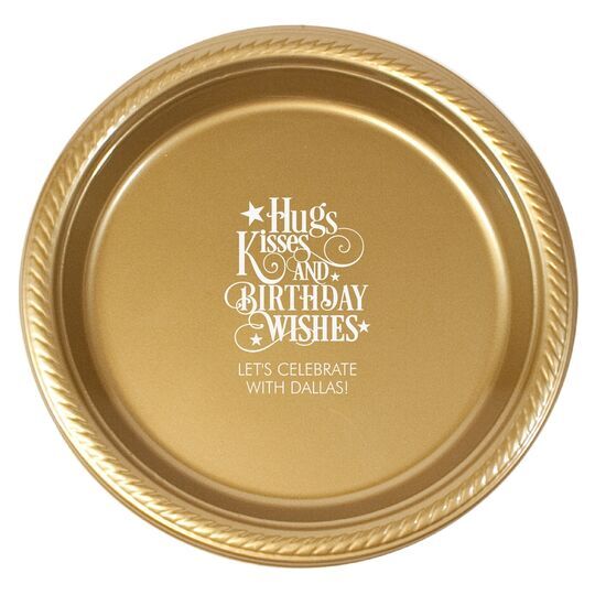 Hugs Kisses and Birthday Wishes Plastic Plates